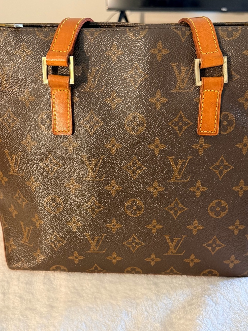 Authentic Louis Vuitton Vintage Brown Monogram Cabas Piano Bag